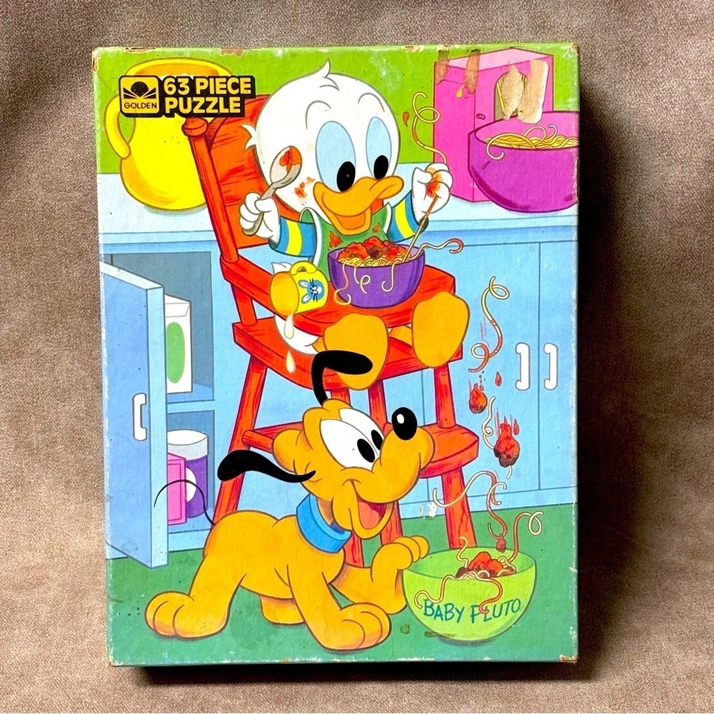 Vtg 1984 Walt Disney's Disney Babies Baby Donald Duck & Pluto 63 Jigsaw Puzzle
